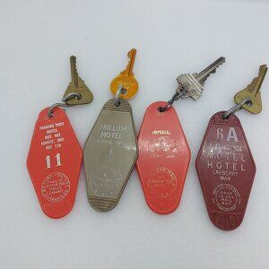 4 Vintage Motel Keys Nelson Motel Hotel, Trillium, Trading Post & Imperial